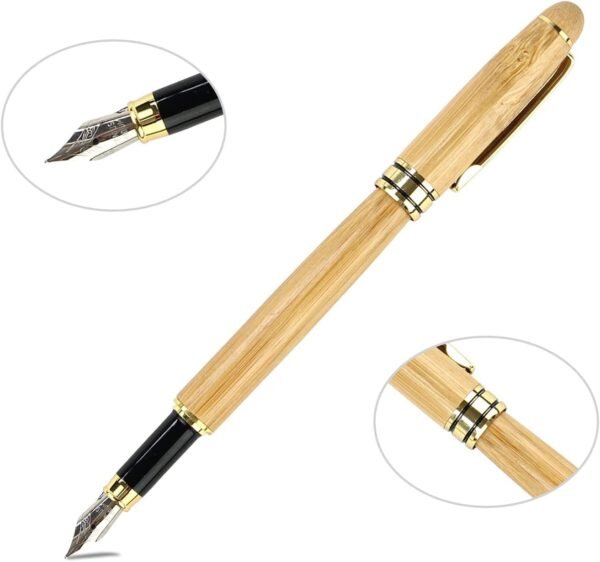 Bamboo Fountain Ink Pen Set With Bamboo Case Luxury Pen - Image 3