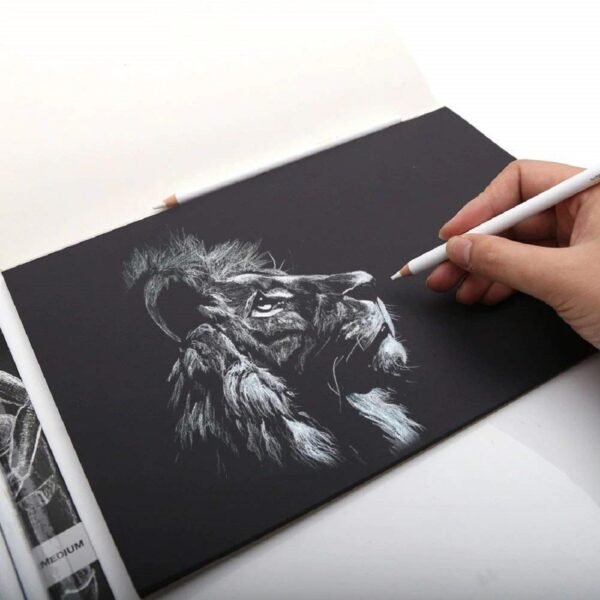 3 White Charcoal Pencil - Medium - Image 3