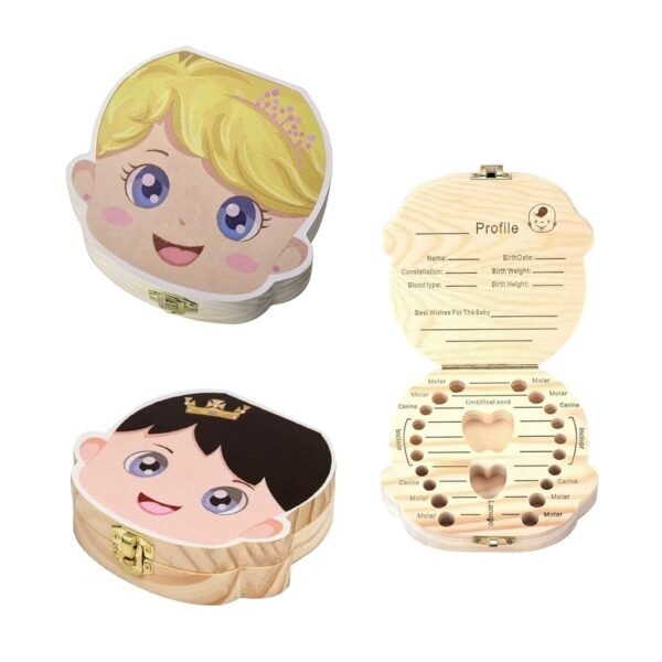 Wooden Tooth Keepsake Box Organizer for Teeth Collection- Boy & Girl