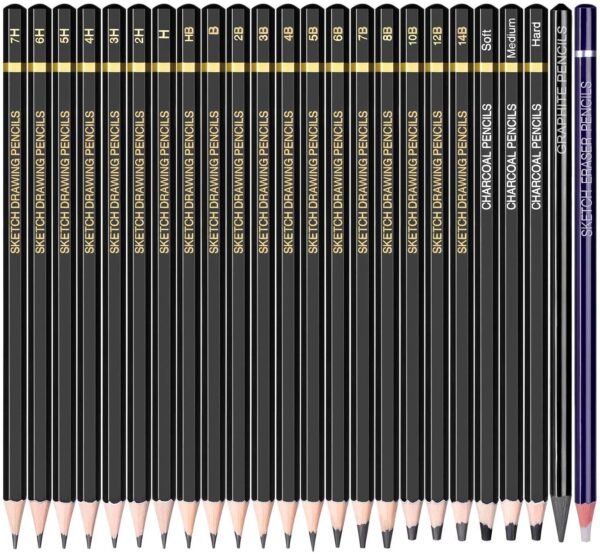 24 Pcs Professional Drawing & Sketching Pencil Combo Set - Image 2