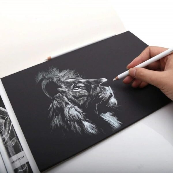 3 White Charcoal Pencil Set and 3 White Highlighter Gel Pen for Drawing and Sketching - Image 2