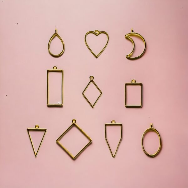 10 pcs Gold Bazel Blanks Charms Hollow Mold Pendant DIY Crafts for Resin Jewellery Making