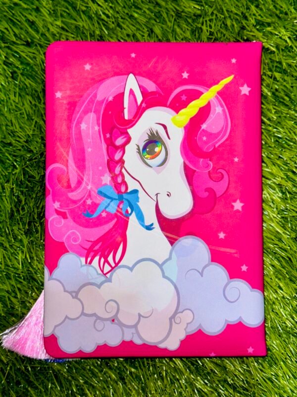 A5 Printed Soft Unicorn with Braided pony Tail Diary For Journal/Notebook/Personal Organizer/Birthday Gift Items for Girls and Kids- Pink - Image 2