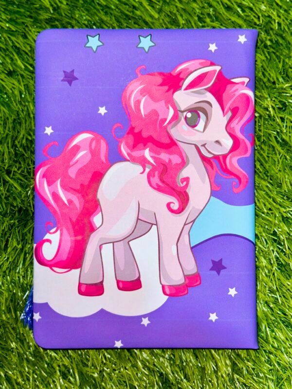 A5 Printed Soft Unicorn with Braided pony Tail Diary For Journal/Notebook/Personal Organizer/Birthday Gift Items for Girls and Kids- Purple - Image 2