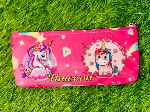 Unicorn Pencil Dual Zip Storage Stationery Pouches for Boys and Girls Soft Cute Cotton Pouches for Student and Artist - Image 2