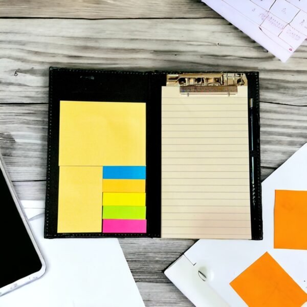 Memo NotePad/NoteBook With Sticky Notes & Clip Holder Journal Diary for School, College, Office & Home Study 80 GSM- A5 Size Black