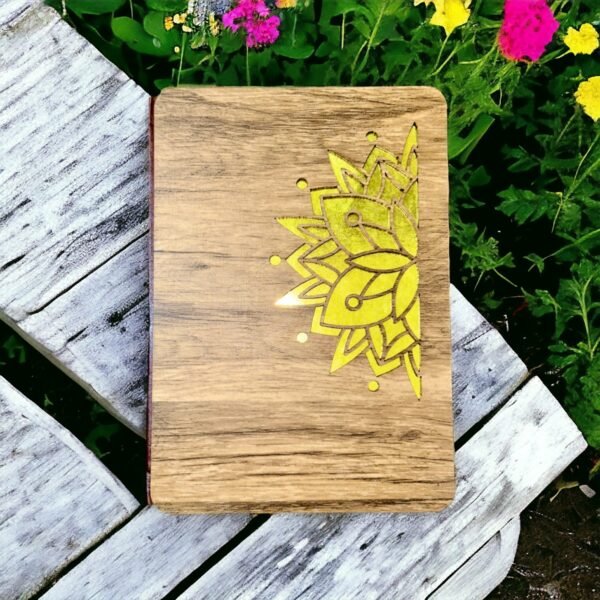 Wooden Design Diary With Pen Useful Gift Set Notebook Journal Diary For Personal & Home Study, Office & College Use 80 GSM- B5 Nescafe Size (Gold Design)