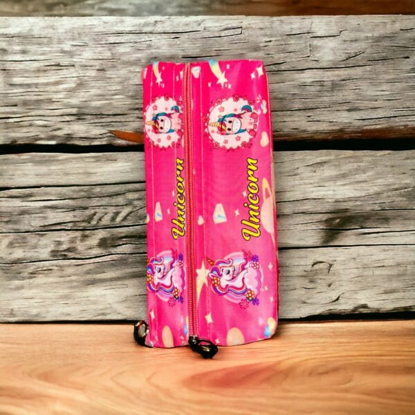 Unicorn Pencil Dual Zip Storage Stationery Pouches for Boys and Girls Soft Cute Cotton Pouches for Student and Artist