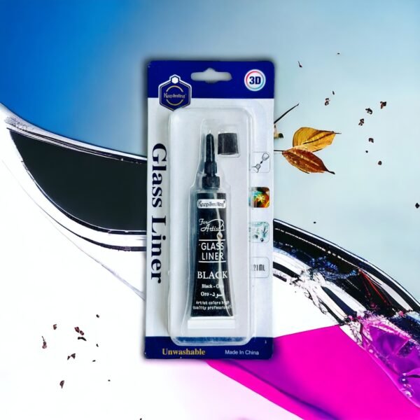 Glass Liner Colors 3D Glass Color for Glass Paint Outliner Art and Crafts Supplies, Non-Toxic, Opaque Finish, Heat-Resistant Formula- 21ml (Black)