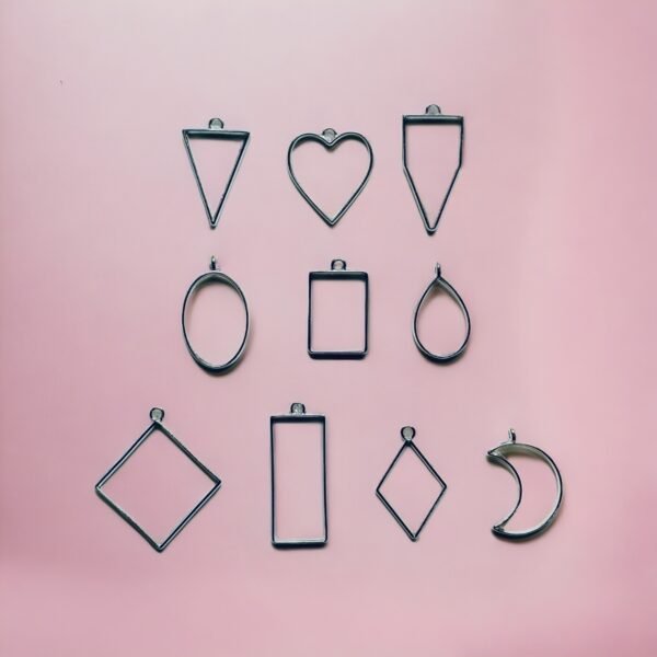 10 pcs Silver Bazel Blanks Charms Hollow Mold Pendant DIY Crafts for Resin Jewellery Making