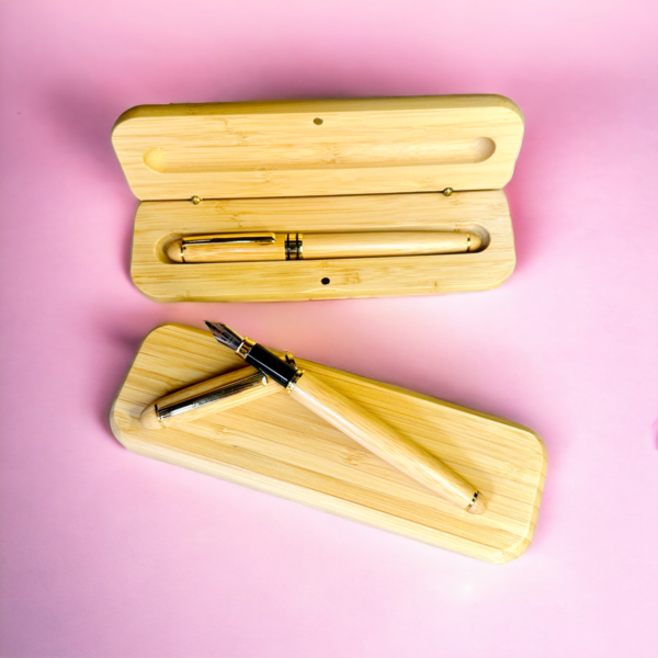 Bamboo Fountain Ink Pen Set With Bamboo Case Luxury Pen