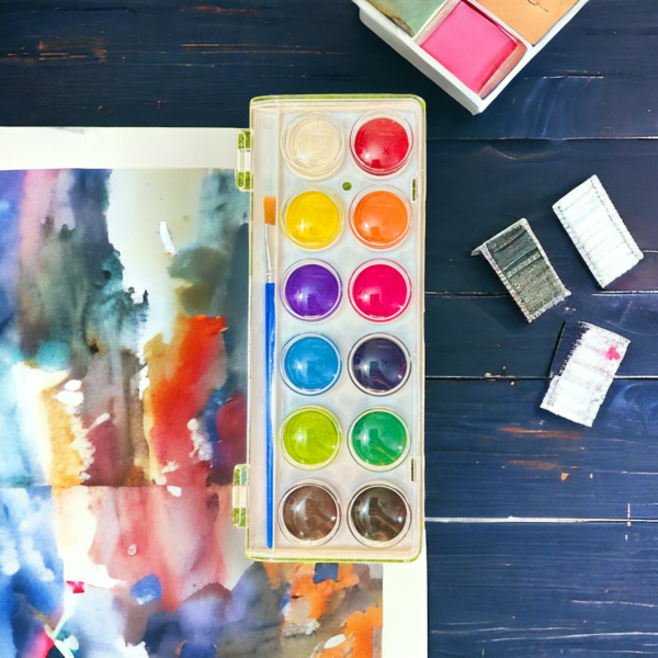Color, colour, water color, water colour, water color set, water colour set, water colour set with brush, water colour with brush